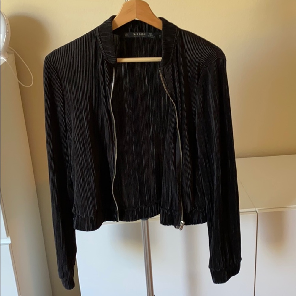 Zara Basic Textured Bomber Jacket